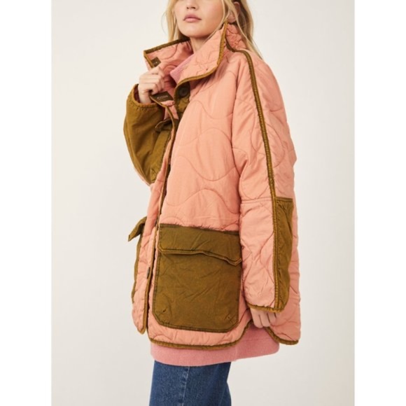 FREE PEOPLE Mixed Military Dolman Jacket / Rose Combo - NWT - Size XS - Picture 5 of 6